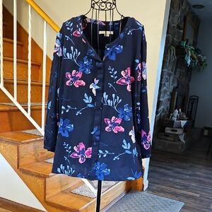 👚C & E Womens Floral Button-Front Blouse